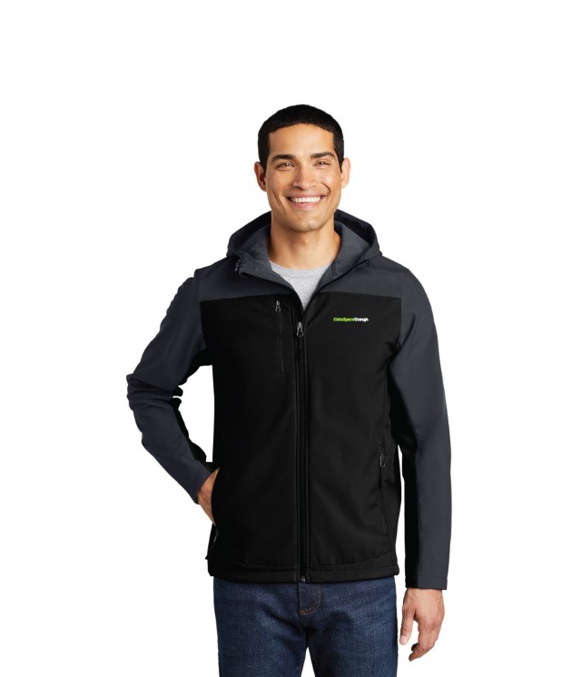 HOODED CORE SOFT SHELL BLACK JACKET MENS - J335_BLK