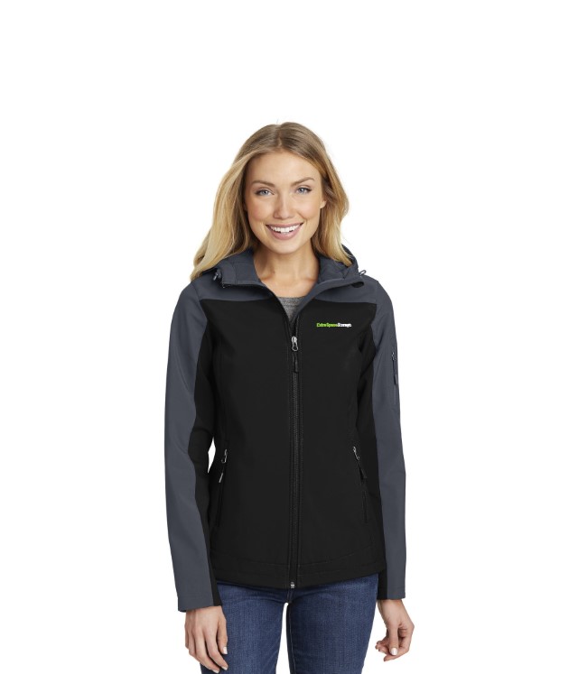 HOODED CORE SOFTSHELL BLACK JACKET LADIES - L335_BLK