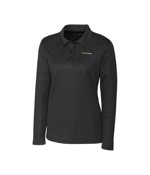 SPIN LONG SLEEVE BLACK POLO LADIES - LQK00066_BLK