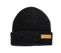 WATCH CAP W/ LEATHER PATCH BLACK 