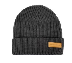 WATCH CAP W/LEATHER PATCH GRAPHITE 