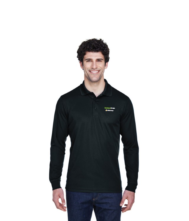 LSI- CORE 365 LONG SLEEVE BLACK POLO MENS - 88192_LS_BLK